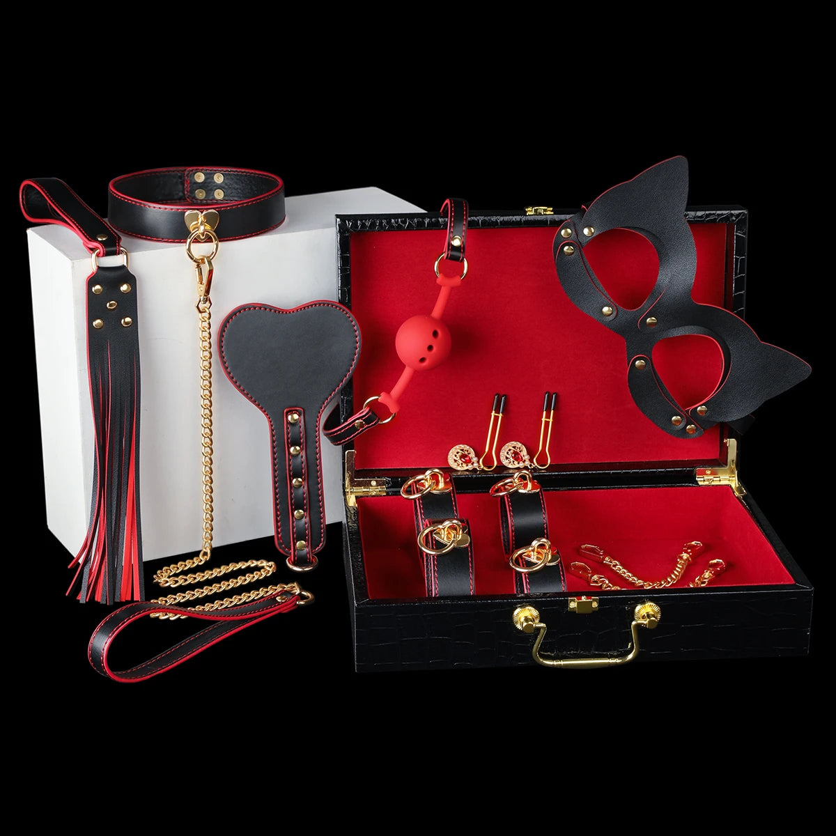 Leather 8 PCS B*SM Bondage Set With Case Adult S*x Games Restraints Kit Exotic B*ndage Gear For Couples