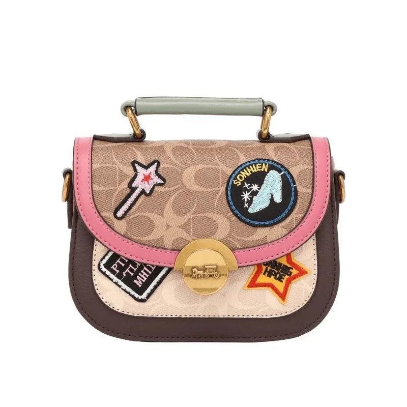 Badge Women  New European and American Fashion Printed Hand Bag Small Square Retro Everything Single Shoulder Crossbody Tide