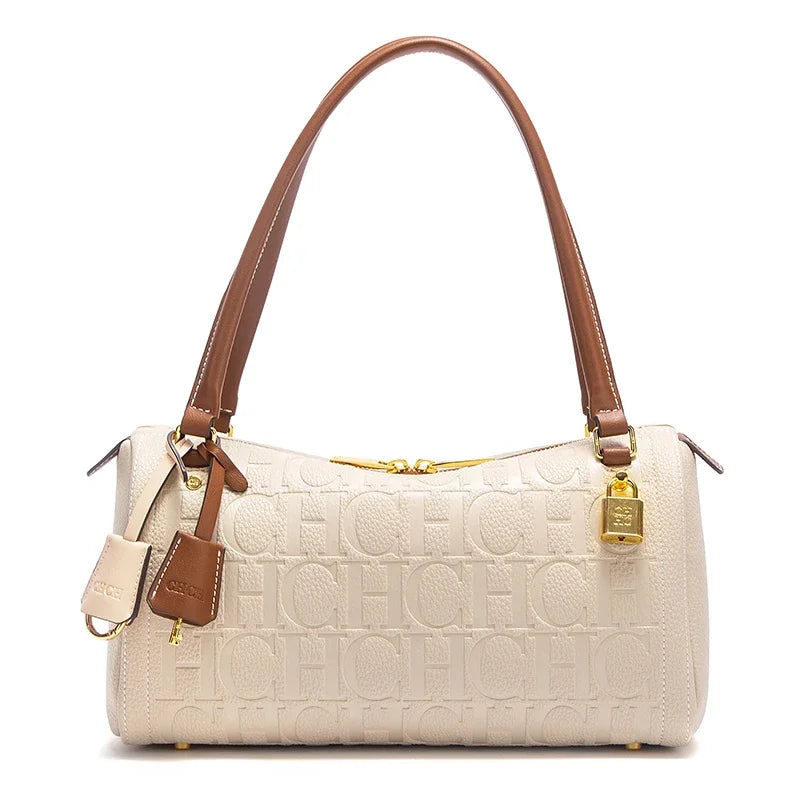 C-H Women's Boston Bag Autumn Winter New Collection Letter Design Texture Shoulder Bags