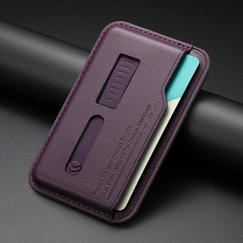 Magnetic Leather Wallet Card Holder Case for Magsafe IPhone 14 13 15 17 16 12 Air Pro Max Plus Mac Safe Hidden Strap Stand Cover