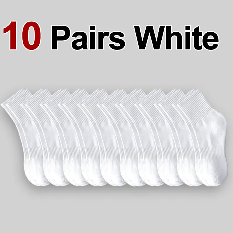 10/20 Pairs Neutral Solid Color Round Neck Socks Spring Summer Sweat Absorbing Breathable Soft Comfortable Couple Sports Socks