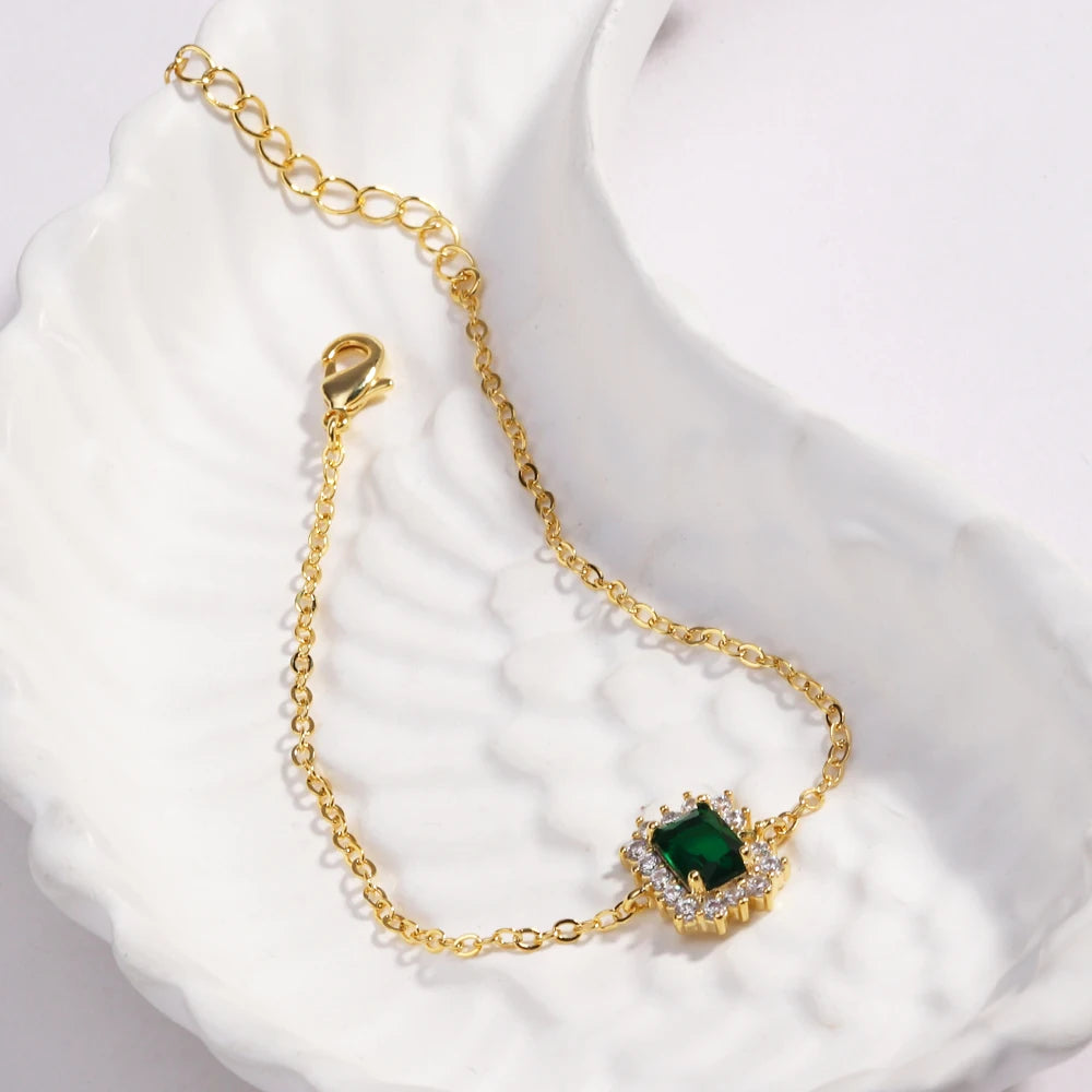 Mix Style Green Micro-inlaid Zircon Tennis Bracelet for Women ew Men Bracelet Homme Jewelry