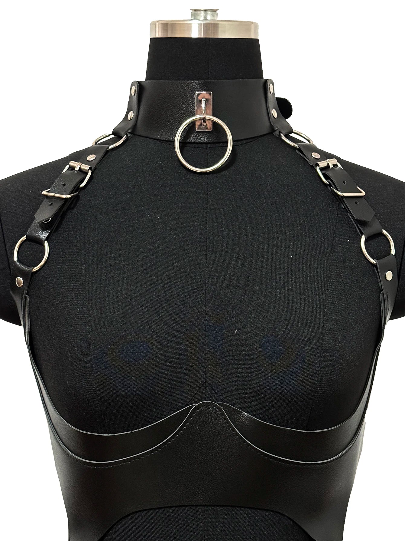 Women's Sexy PU Leather Harness Set Gothic Suspenders Lingerie Erotic Body Garters Belts Fetish Clothing Accessory