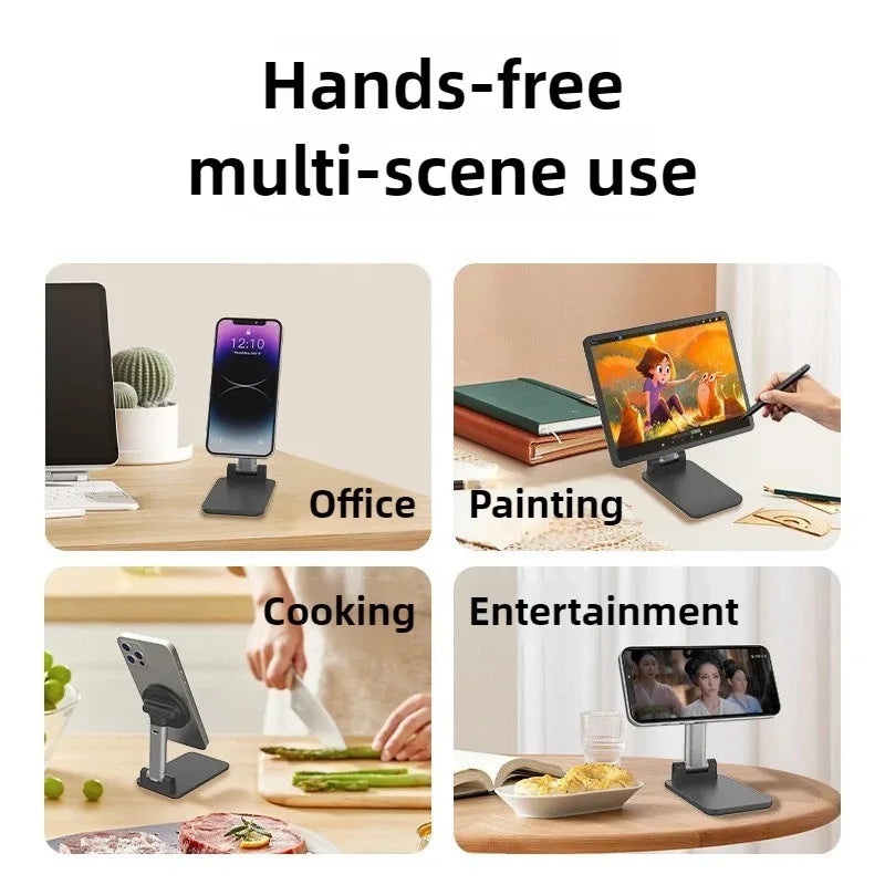 Magnetic Flexible Adjustable Phone Stand Foldable Portable Desktop Mount Holder for All Smartphones with Tight Clip Accessories