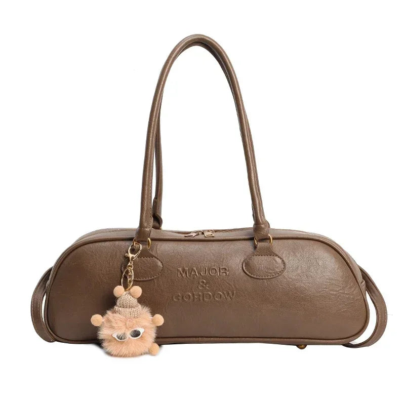 PU High Quality Zipper Shoulder Bags 2024 Sewing Thread Handbags for Women Large Capacity Versatile Shopping Free Shipping