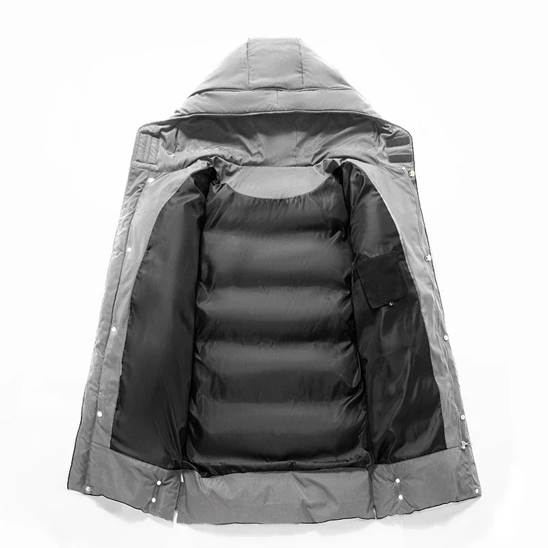 Jacket Men's Thickened Warm Long Coat Casual Slim Fit Hooded Men's Parkas Winter Solid Cotton Padded Jacket Brand clothing