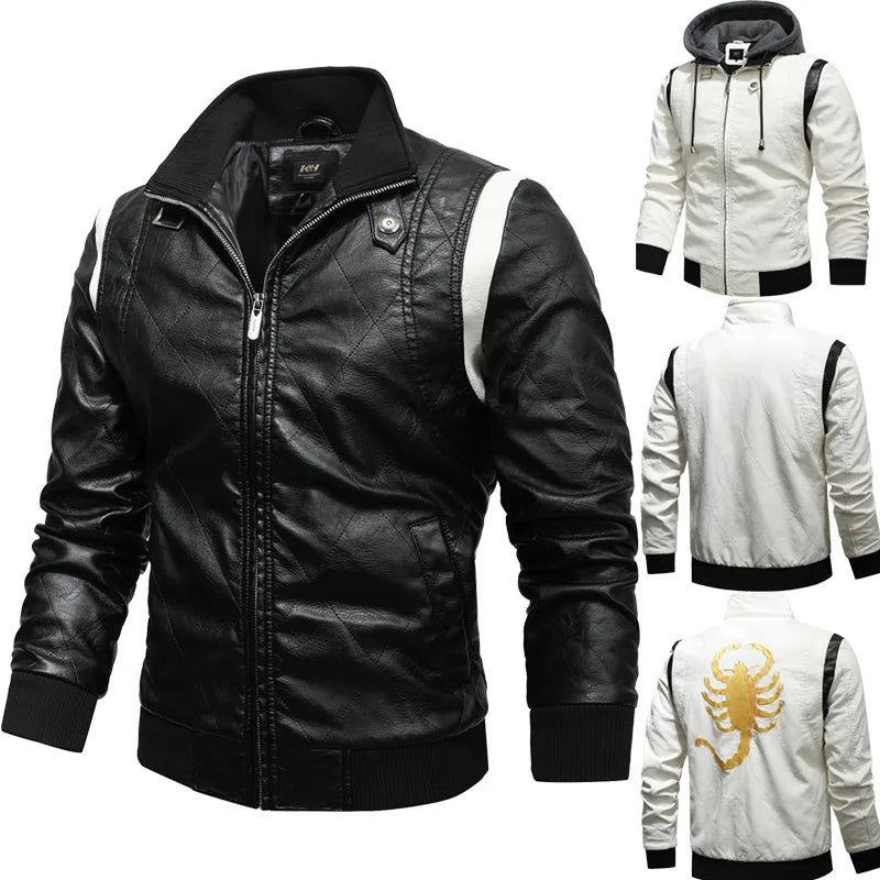 2023 herbst Winter herren Leder Jacke Hohe Qualität Korea Mode Jugend Mit Kapuze Leder Mäntel EUR Größe 3XL Blouson Homme hiver
