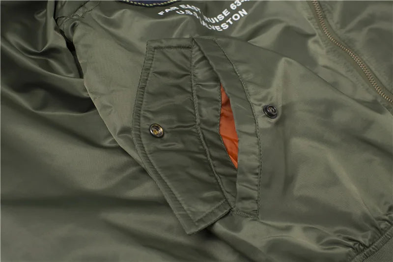 High Quality Military Fashion Casual Boy Youth Lightweight Top Gun Patch Embriodey Streetwear Ma1 Satin Flight Bomber Jacket Men