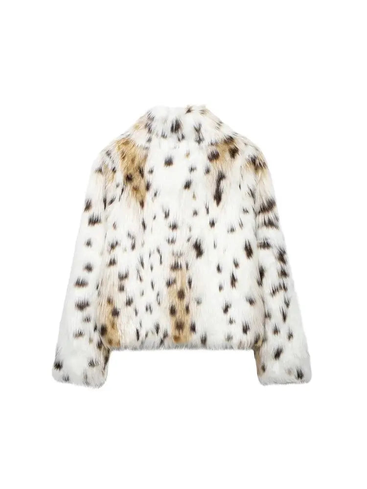 Women's Thick Warm Faux Fur Jacket Coat, Lapel Collar, Long Sleeve, Button-up, Female Outerwear, Chic Tops, Fashion