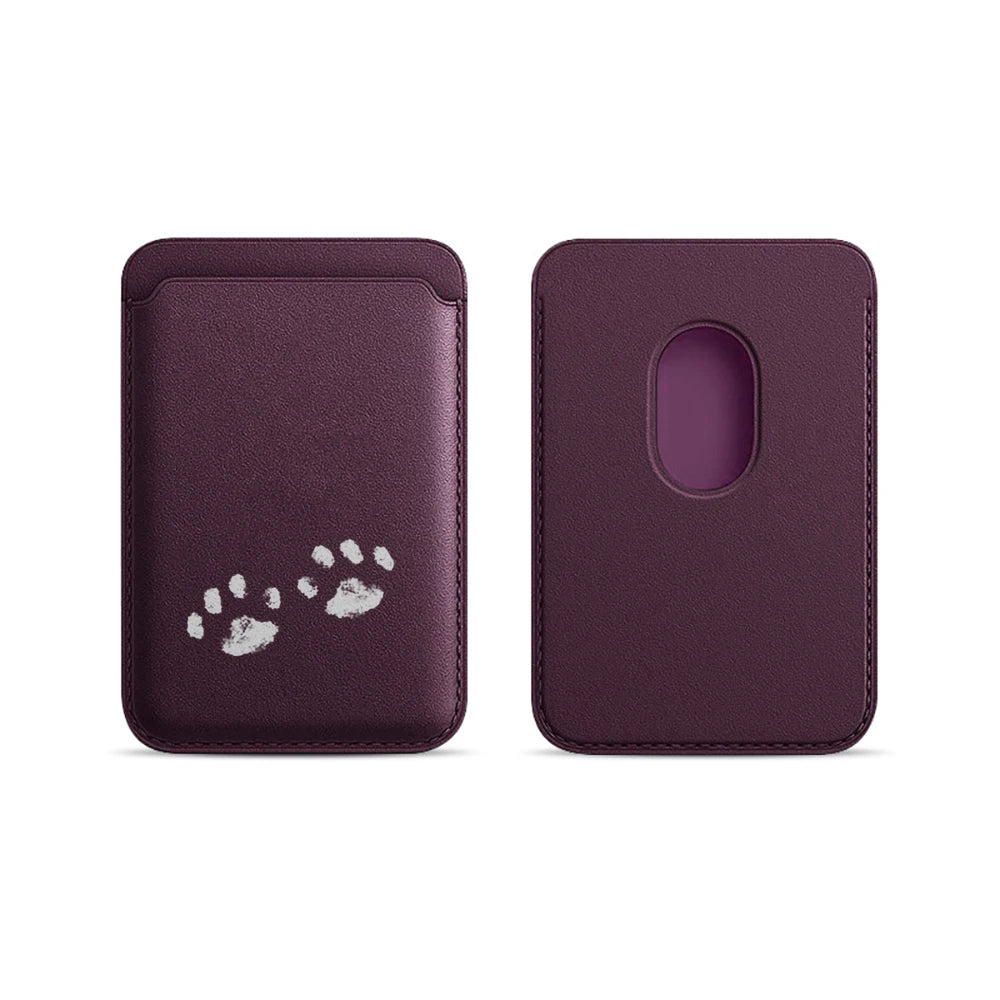 Cute Paw Bean Leather Card Wallet Cover Phone Card Holder Magnetic Case Suitable For all iPhone for Magsafe Card  Phone Back Bag
