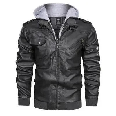 Outdoor Windproof Male Leather Jacket Men's Slim Fit Zipper Leather Jacket PU Jacket Autumn Winter Man High Quality Clothing