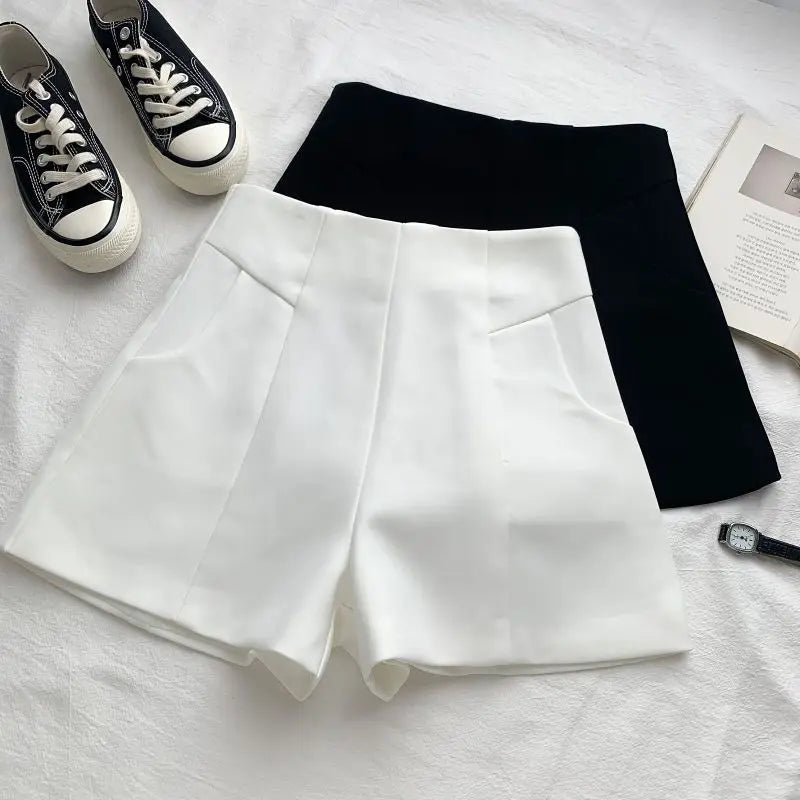 Summer Fashion High Quality Suit Shorts Women Elegant Slim Fit Black Shorts Female Basic All Match Streetwear Bottoms 2025 New