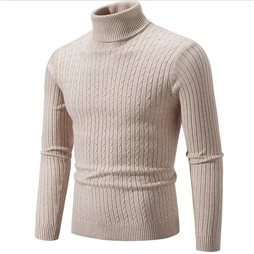 2025 New Men Solid Colour Turtleneck Sweater Black , White , Royal Blue, Fashion Simple Male Casual Pullover Tops