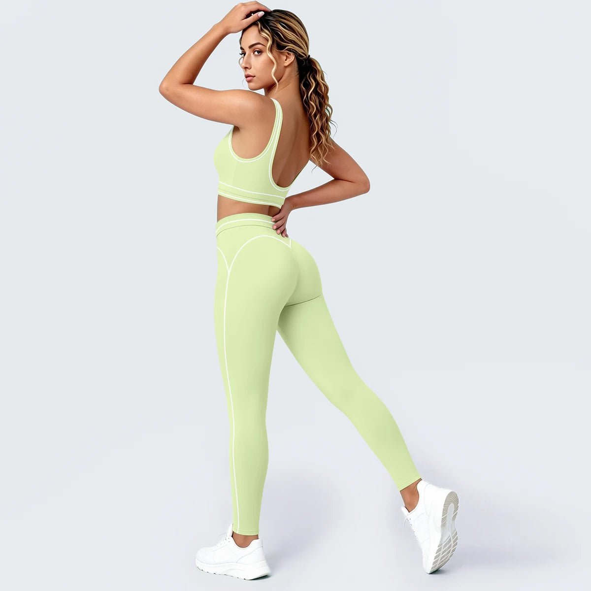 Women Fitness Yoga Sports Set Sexy Beautiful Back Yoga Bra Workout Top Summer Running Sports Bra High Waisted Push Up Yoga Pants