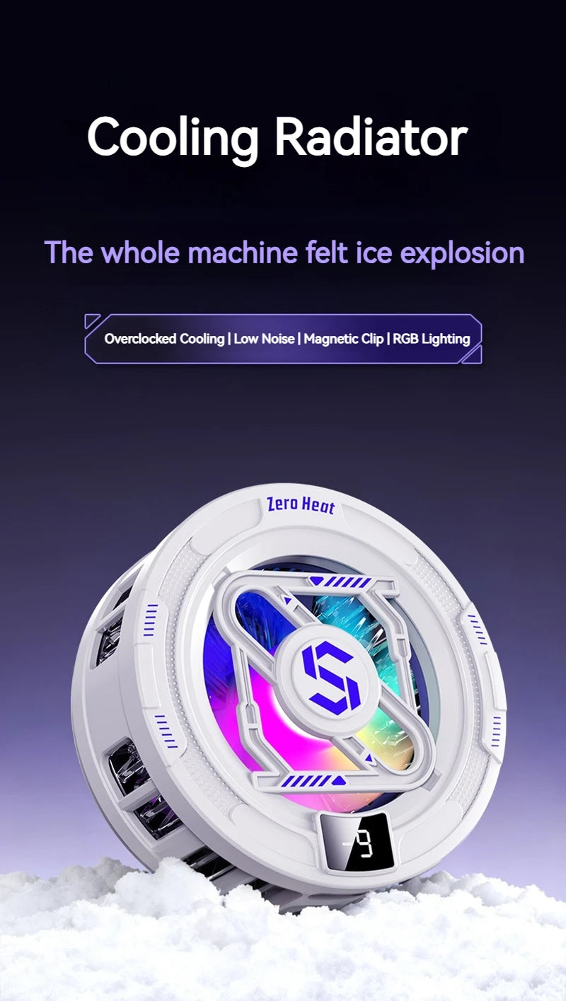 Semiconductor Magnetic Cooler With Temperature Display Radiator Fast Heat Dissipation for Phones Gaming Tablet Cooling Pad