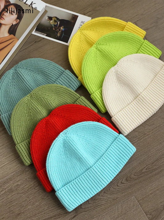 Strick-Trawler-Mütze für Damen, weiches Stretchgarn, Uhrenmütze für Herren, einfache gerippte Fischermütze, dicke warme Dockers-Mütze für Unisex-Kinder