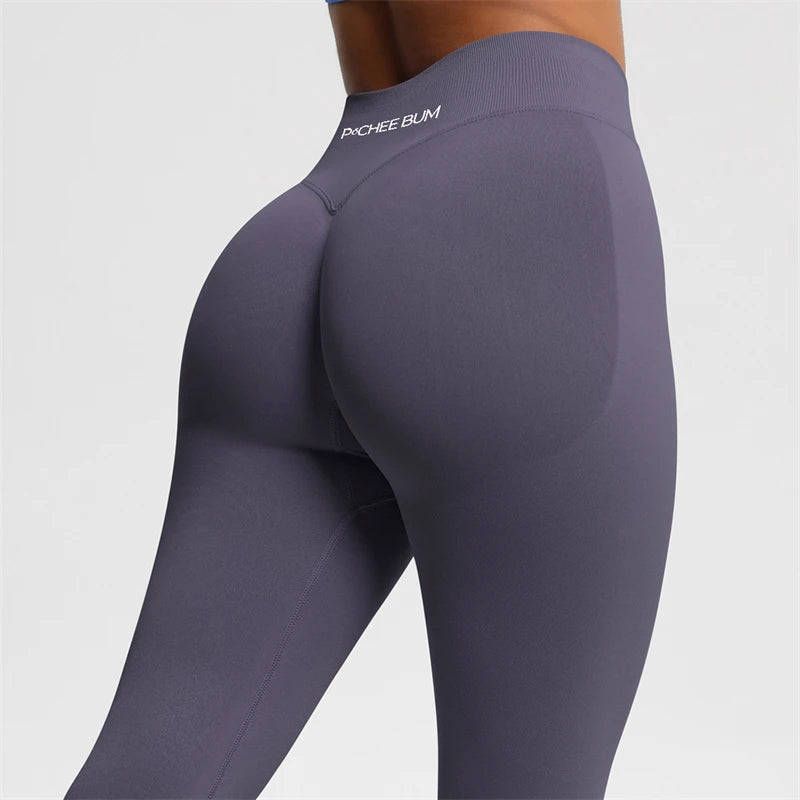 Bum Shaping Leggings Women Seamless Sports Yoga Pants Low Ribbed Band Gym clothes Fitness Workout Scrunch Butt Tight