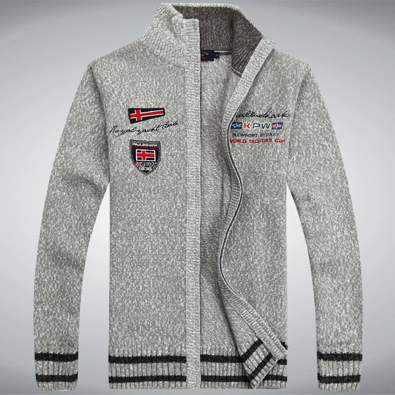 Cotton Man Sweater Shark Autumn Cardigan Overcoat Casual White Red Mens Winter Jacket 2022