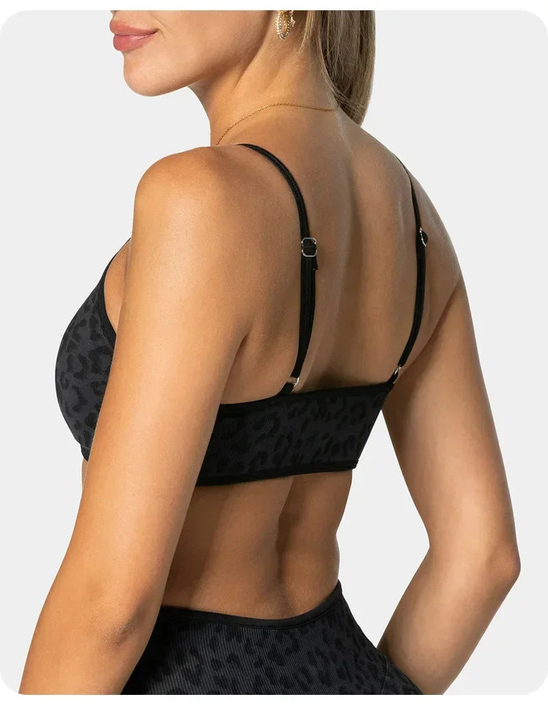 2PCS  High Quality Yoga SetNew Leopard Print Sports Underwear, Shockproof Butt Lift Workout Sports Trousers Women Activewear