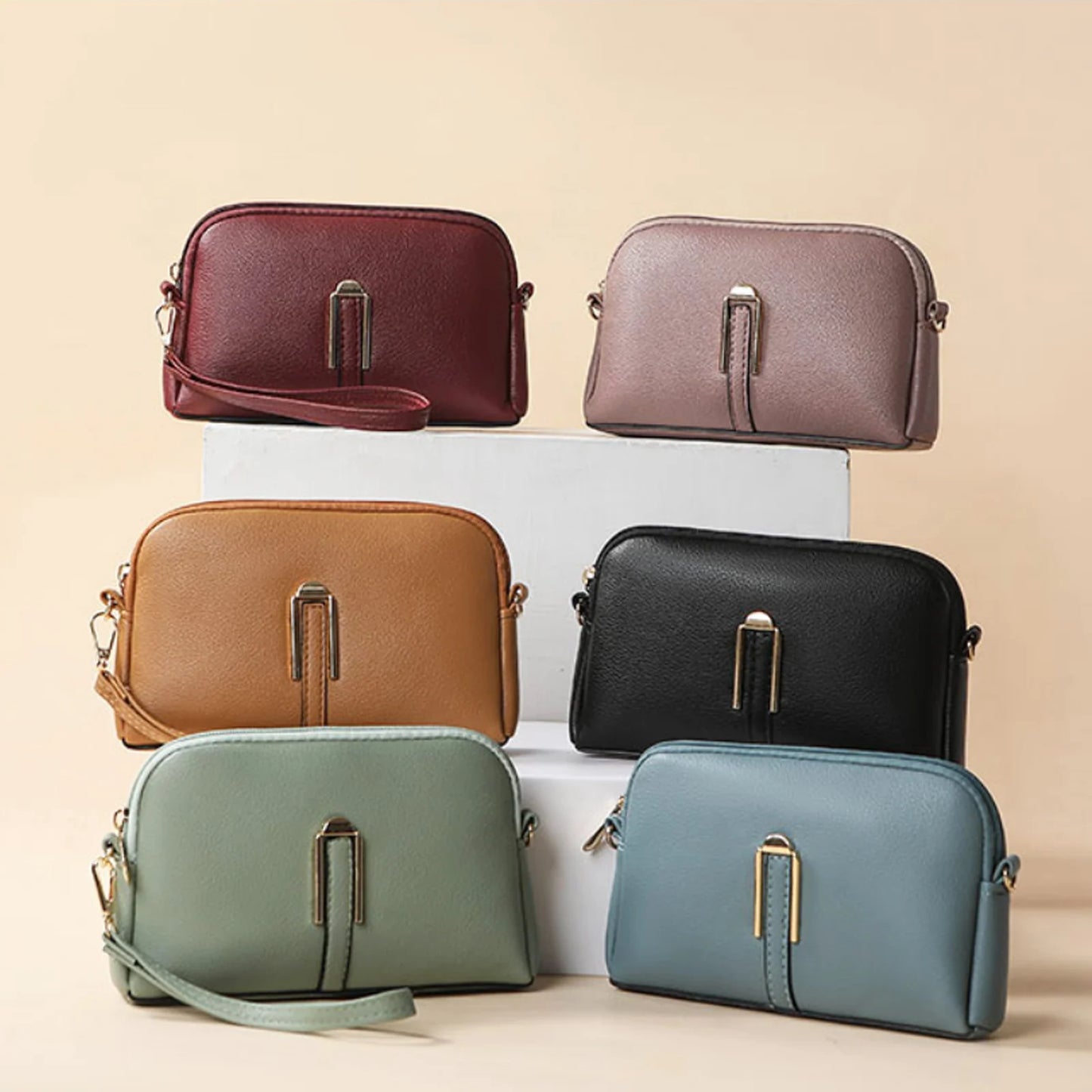 New Genuine Leather Crossbody Bag For Woman Solid Color Clutch Phone Pouch Elegant Shoulder Bag Simple Small Messenger Bag Sac