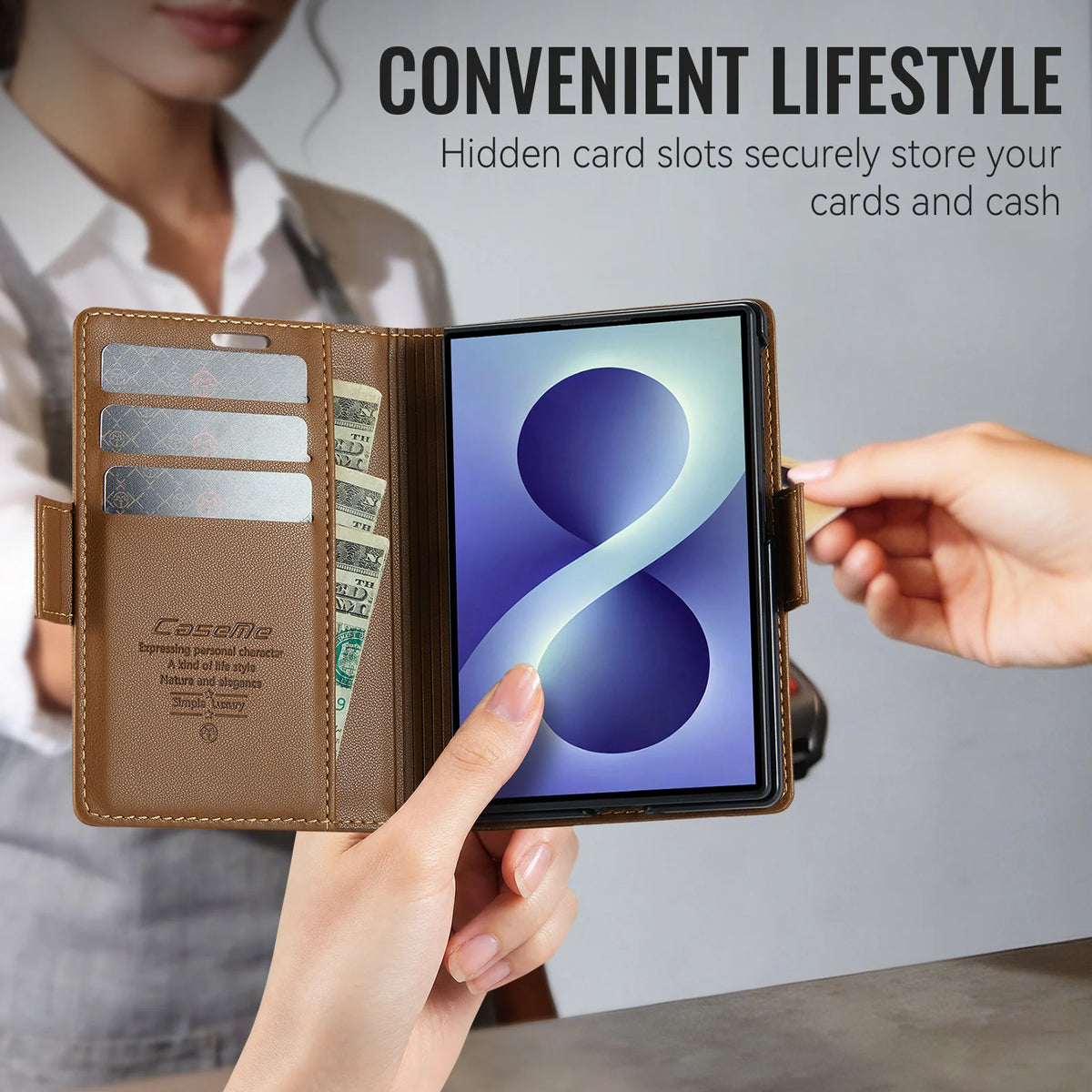 Luxury Business Flip Cards Solt Wallet Leather Case for Samsung Z Fold 8 Wide Shockproof Book Stand RFID Slim For Magsafe Cover