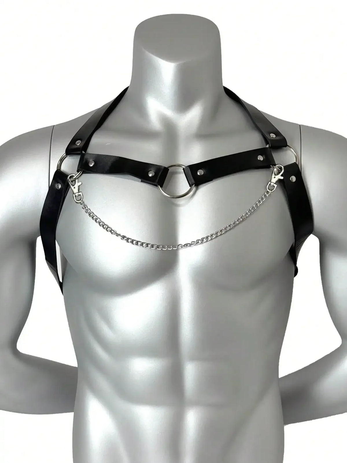 Trendy Men's PU Leather Harness Straps Chest Straps Gothic Costume Belt Adjustable Body Corset Straps Shoulder Belt