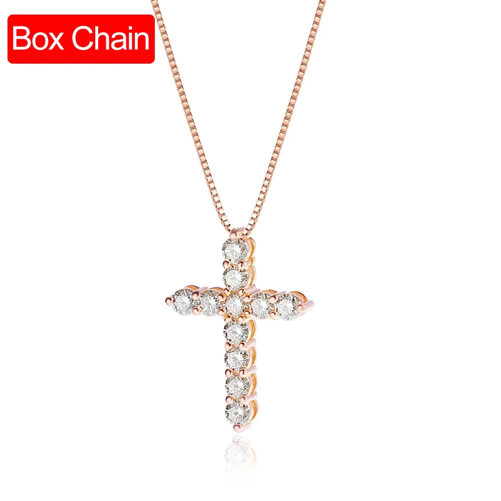 3mm 4mm 5mm Moissanite Cross Necklace GRA Certified S925 Silver Jesus Pendant Neck Chain for Women Engagement Bridal Fine Jewely