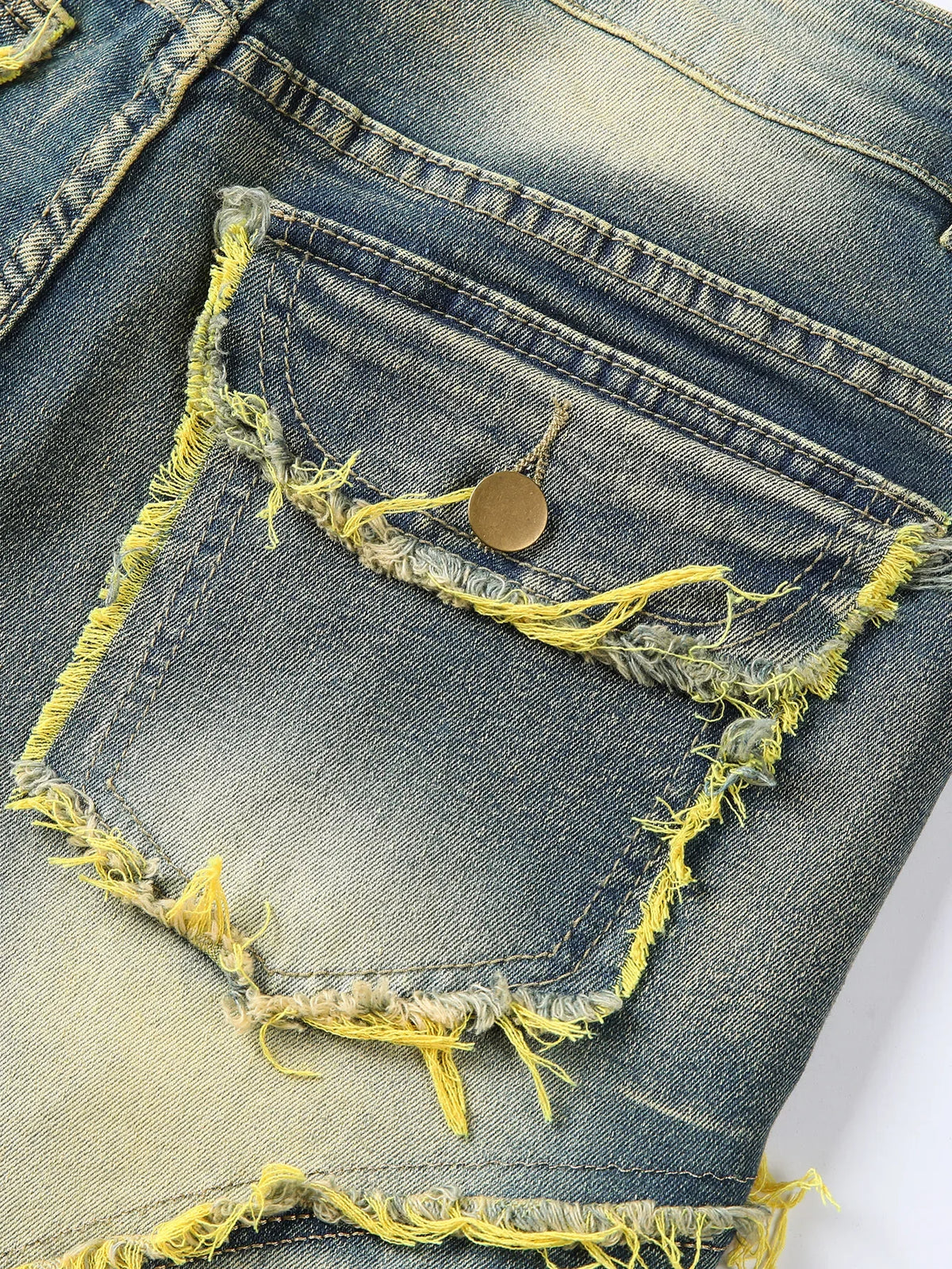 New Men Ripped Stacked Jeans Distressed Slim Fit Skinny Straight Leg Jeans Fashion Hip Hop Denim Pants Casual Streetwear