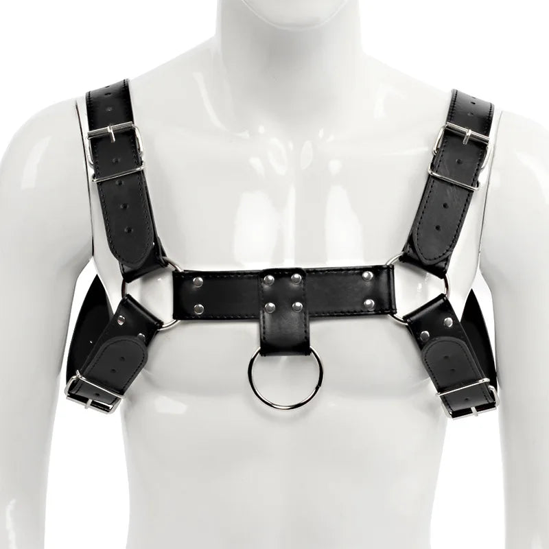 Fetish Male Lingerie Harness Men Body Leather Chest Suspender Belt Punk Costumes Adjustable Sexual Straps