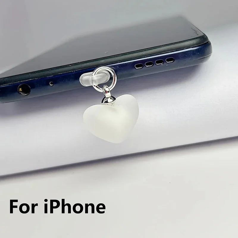 Gradient Heart Shaped Phone Dust Plug Pendant, Heart-Shaped Pendant Suitable for IPhone/Type-C Universal Phone Accessories