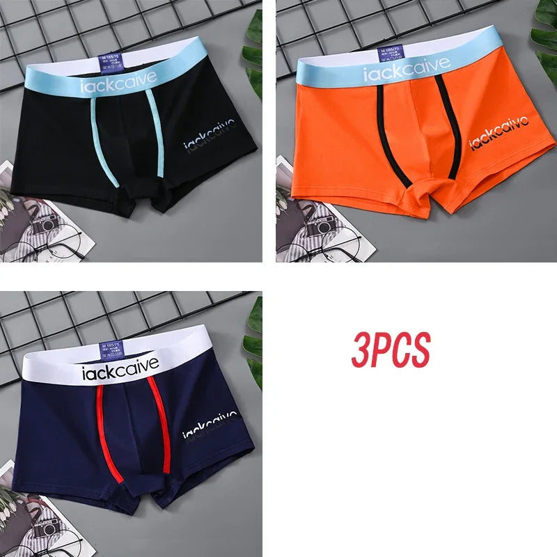 3Pcs Male Panties Cotton Men's Underwear Boxers Breathable Man Boxer Printed Underpants Comfortable Shorts Men Underwear M-3XL