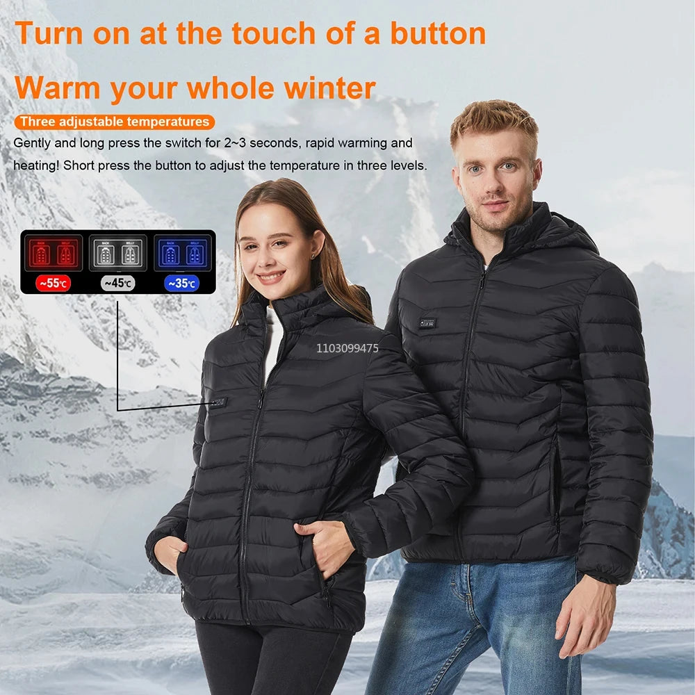 21 Areas USB Electric Heated Jacket Men Women Heated Jacket Winter Clothing Snowfield Camping Hiking Apparel Thermal Down Jacket