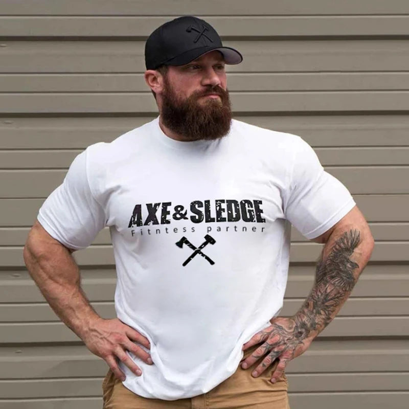 Herren Sommer Bedruckte Kleidung Baumwoll Sweatshirt Sport Casual Running Kurzarm T-Shirt Männliches Fitnessstudio Fitness Training T-Shirt Strumpfhose