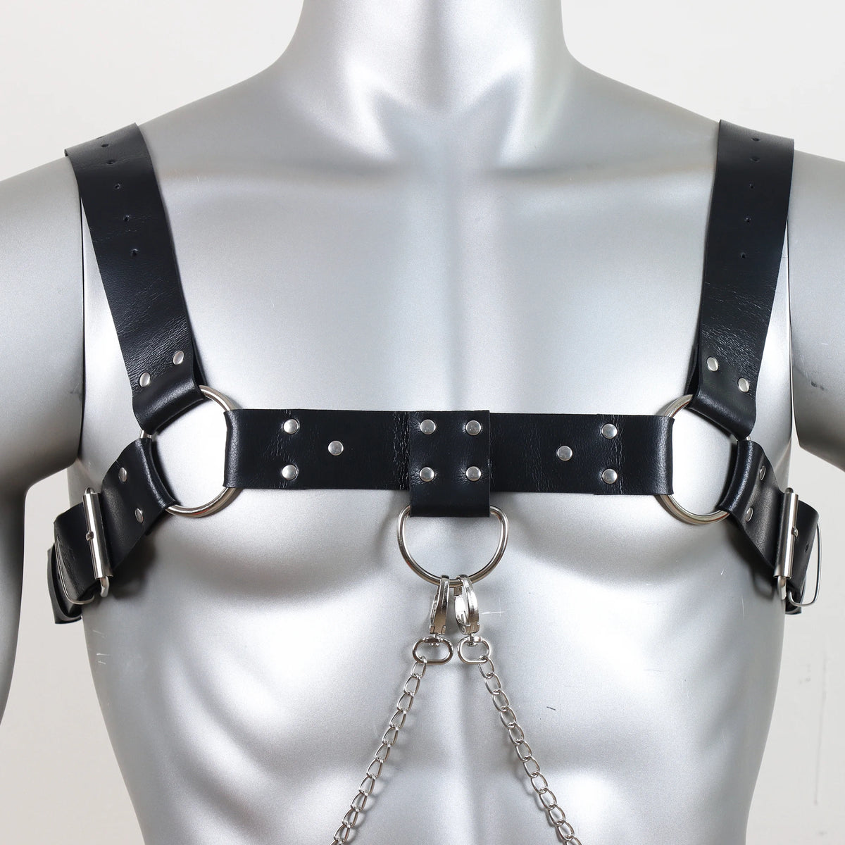 Men's Punk-Style Leather Chest Harness,Portable and Stylish for Casual and Formal Wear, Faux Leather
