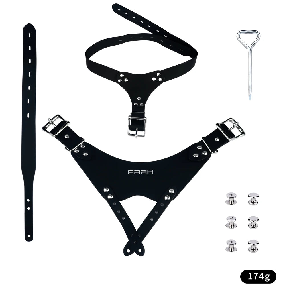 PU Leather Chastity Belt For Metal Penis Lock Cage Auxiliary Harness Belt Underwear Chastity Accessories B*SM Men S*x Toys