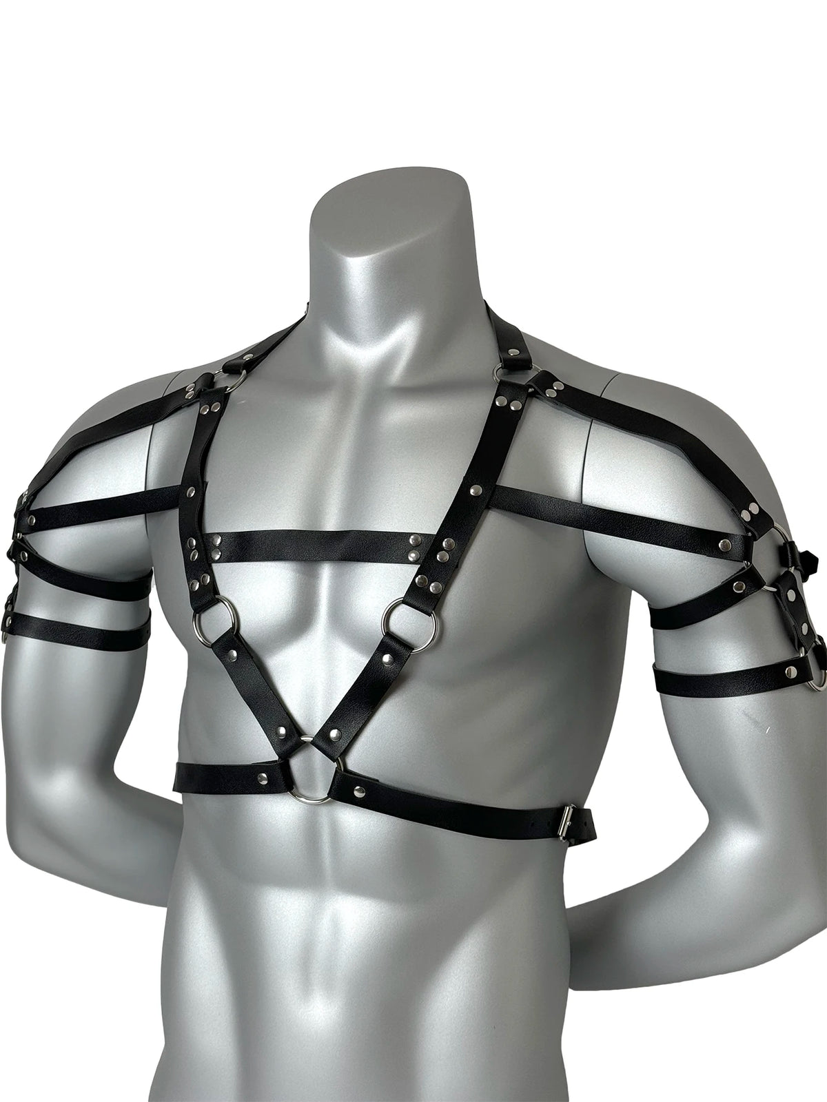 Men's Fashion Chic PU Leather Belt with Rivet Embellishment, Goth Punk Style Adjustable Chest Strap, Strap, Party Dressing