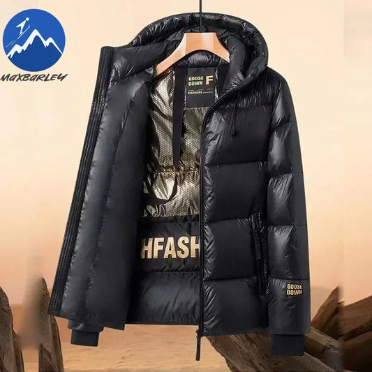 Down Jacket Men Winter Waterproof Goose Jacket Men Luxury Brand Hooded Feather Goose Coat Women Black Puffer Jacket Man 2023 New