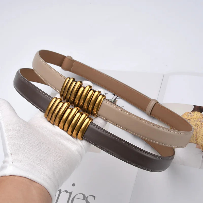 Neue verstellbare Gürtel aus echtem Leder für Damen, Bandbreitengürtel, Kleiderdekoration, vielseitiger Designer, hochwertiger Damenbund