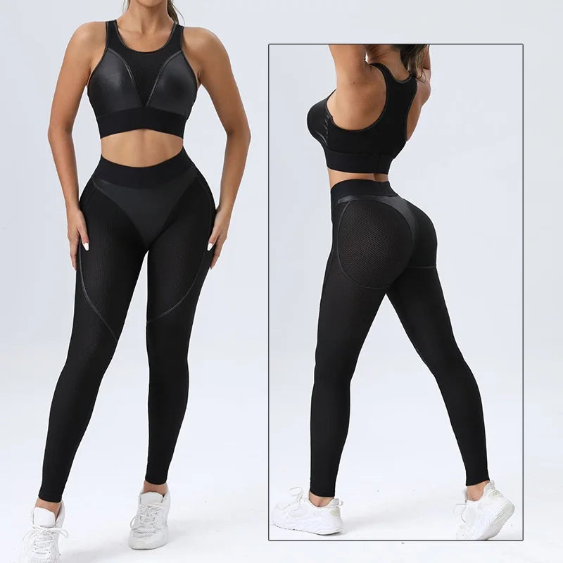 Cloud Hide COOL Girl Yoga Set Gym Sports Suit Women Black Tracksuit Clothes Workout Shorts Crop Top Bra Shirt Fitness Sportswear