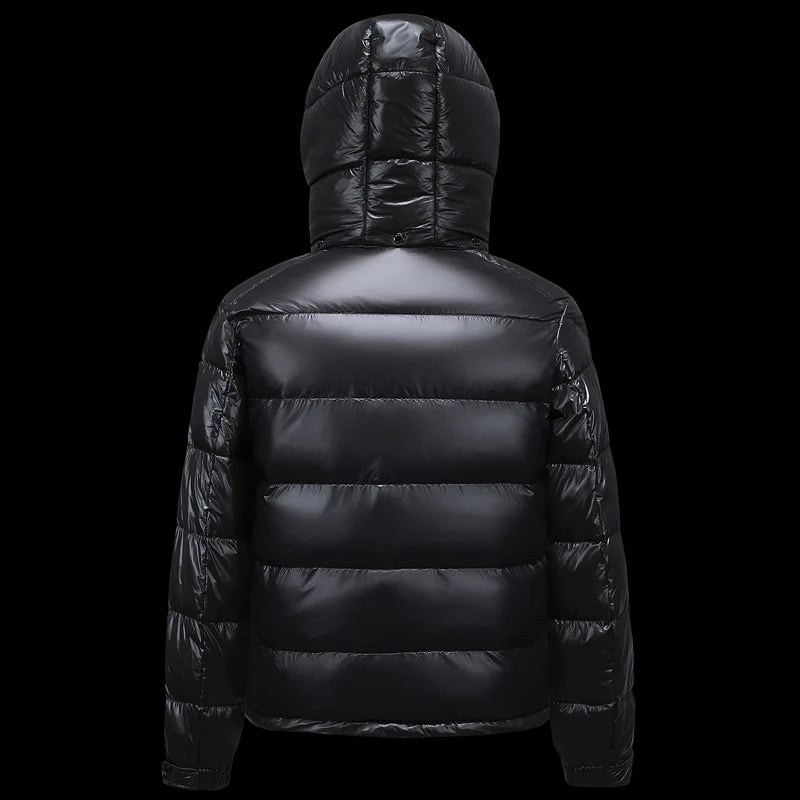 New Men's Winter Black Fashion Cold Warm Jacket Padded Thickened 90% White Duck Down Solid Color Fashion Leisure Jacket