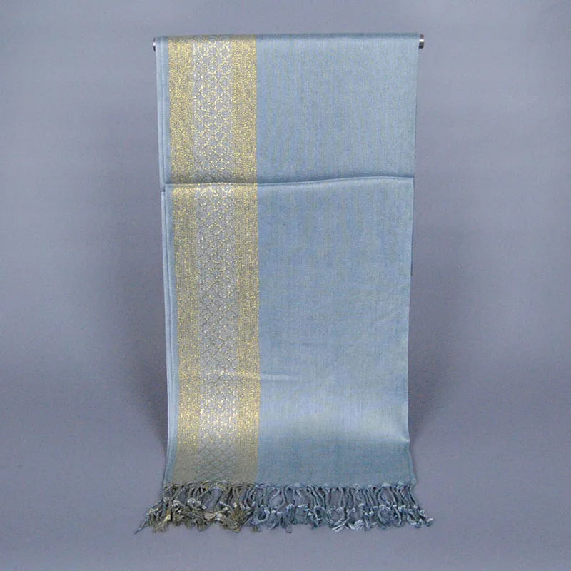 Mode Goldfaden Quaste Schal Wrap Glänzende Hijab Schal Party Farbe Kontrast Stolen Frauen Schimmer Schals Hijab Pashmina