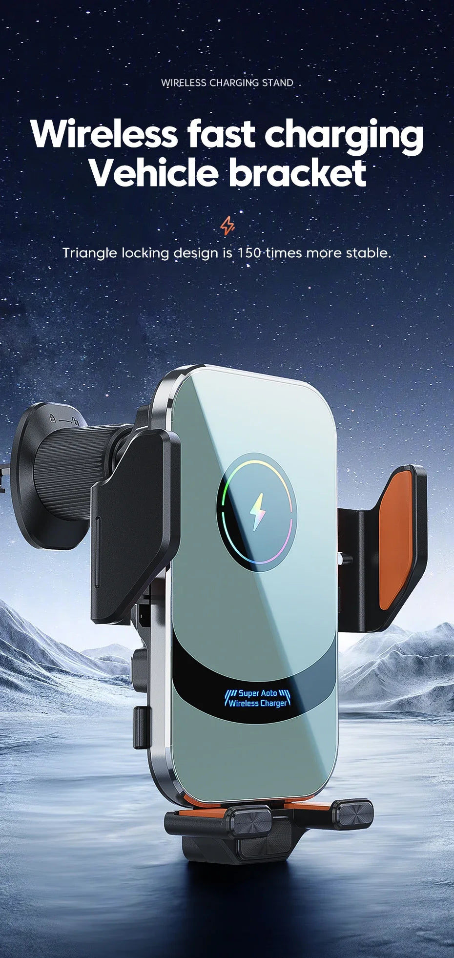UYUXIO Wireless Car Charger Super Fast Charging Auto Clamping Air Vent Car Phone Holder for iPhone 16 15 14 Pro Max Samsung