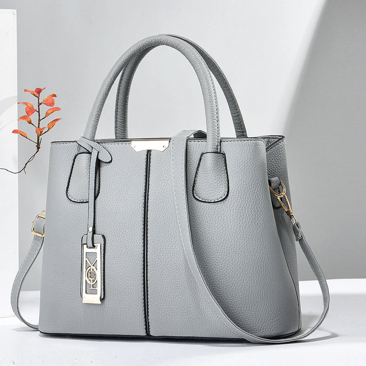 Fashion Faux Leather Tote Bag, Elegant Textured Large Capacity Shoulder Hand Bag For Ladies