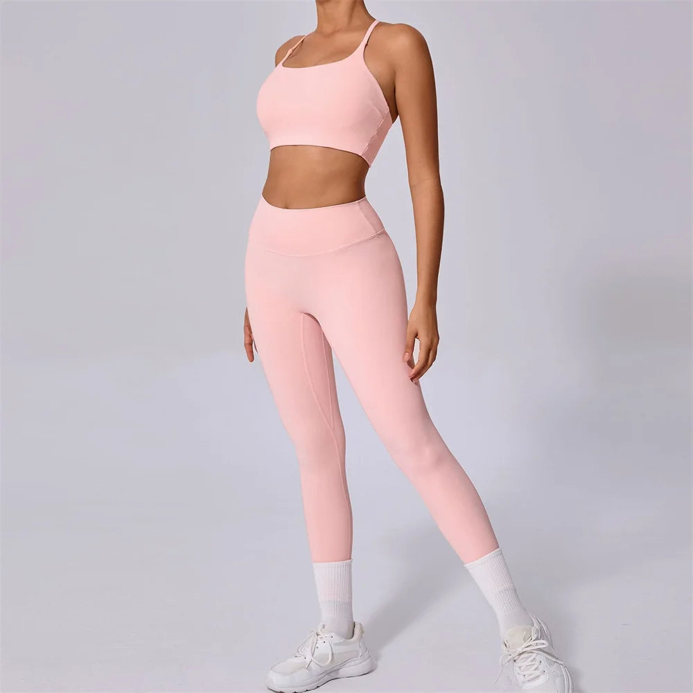 Yoga Set 2PCS Gym Set Workout Clothes for Women Seamless High Waist Leggings Sports Bra Suit Female Sportswear Women Tracksuit