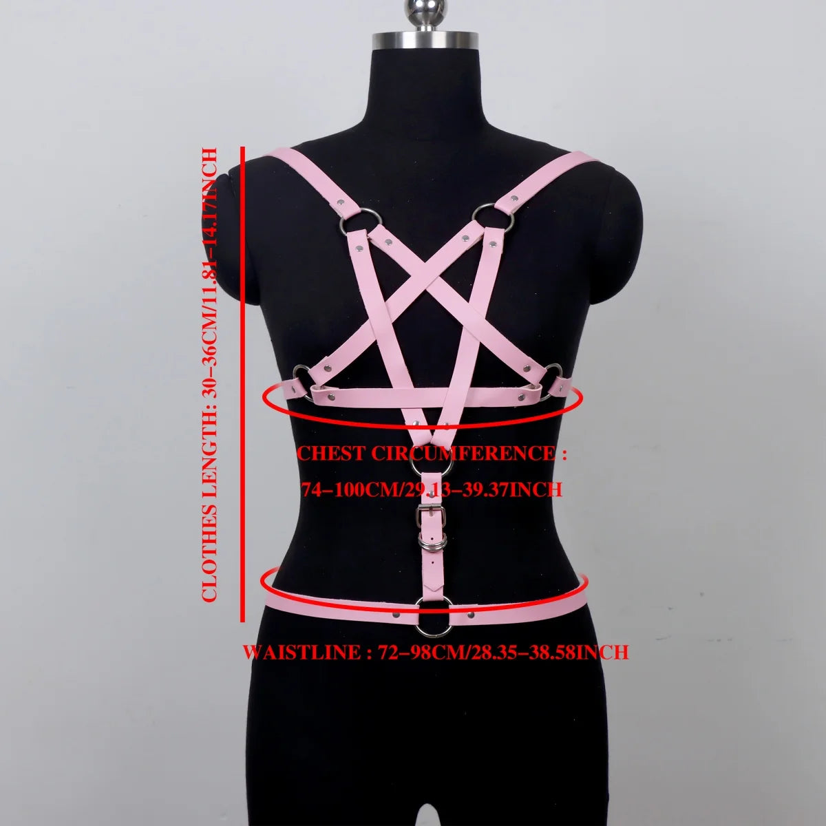 Leather Body Harness Belt, Pentagram Body Cage Harness Punk Grunge Kawaii Rave Pastel Pink,PU Leather Outfit Costume