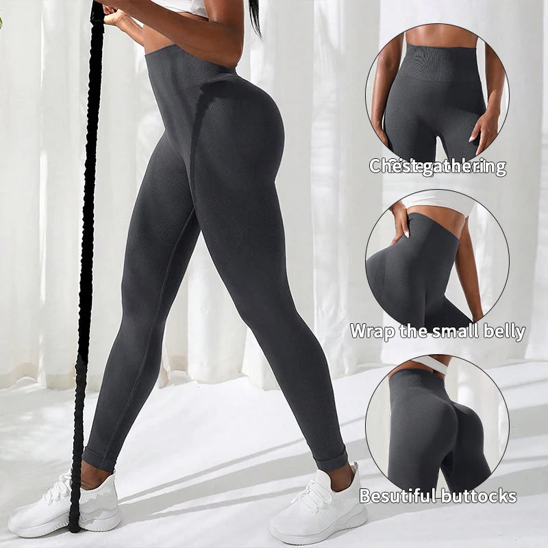 Women High Waist Yoga Pants Seamless Gym Leggings Stretchy Athletic Workout Fitness Running Sports Tights