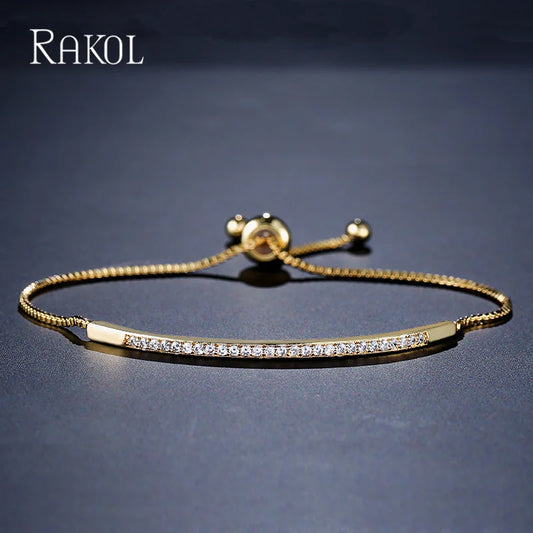 RAKOL Fashion Cubic Zircon Adjustale Bracelets for Women Exquisite Party Wedding Jewelry