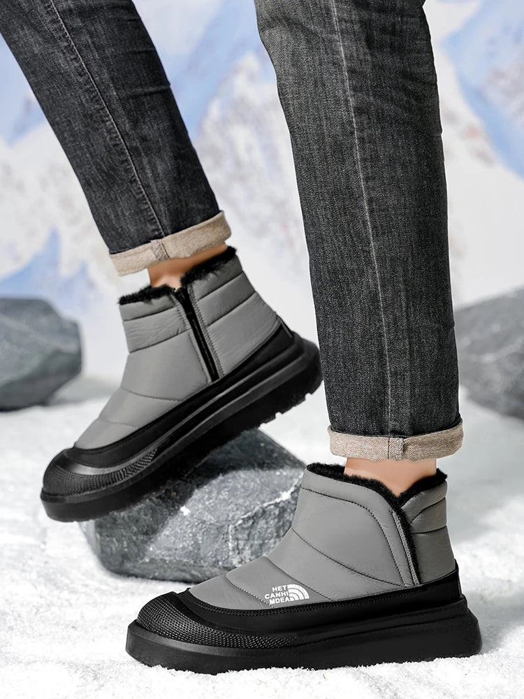 Winter Shoes Men Fur Warm Comfortable Snow Boots Outdoor Waterproof Down Boots High Top Ankle Boots Platform Shoes Size 44