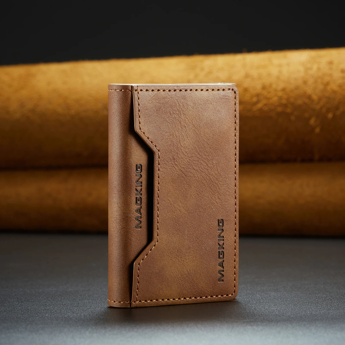 Luxury Fashion Short Strong Magnetic Premium Leather Wallet Men's Coin Cash Cards Holder Women's Foldable Mini Wallet Purse