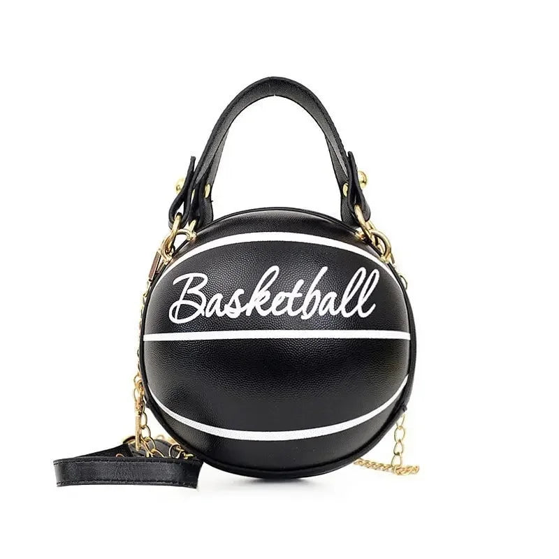 Fashionable Women's Basketball Bag Handbag Single Shoulder Crossbody Bag Stylish Trendy PU Material round Shape Mobile Phone Poc
